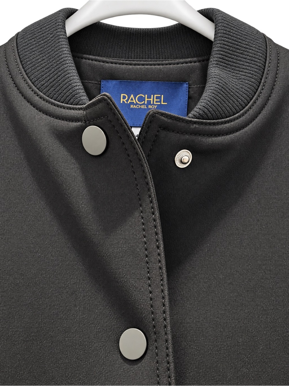 RACHEL Rachel Roy Black Snap-Front Bomber Jacket
